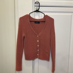 Abercrombie and Fitch Eyelash Sweater Cardigan in Dusty Pink color